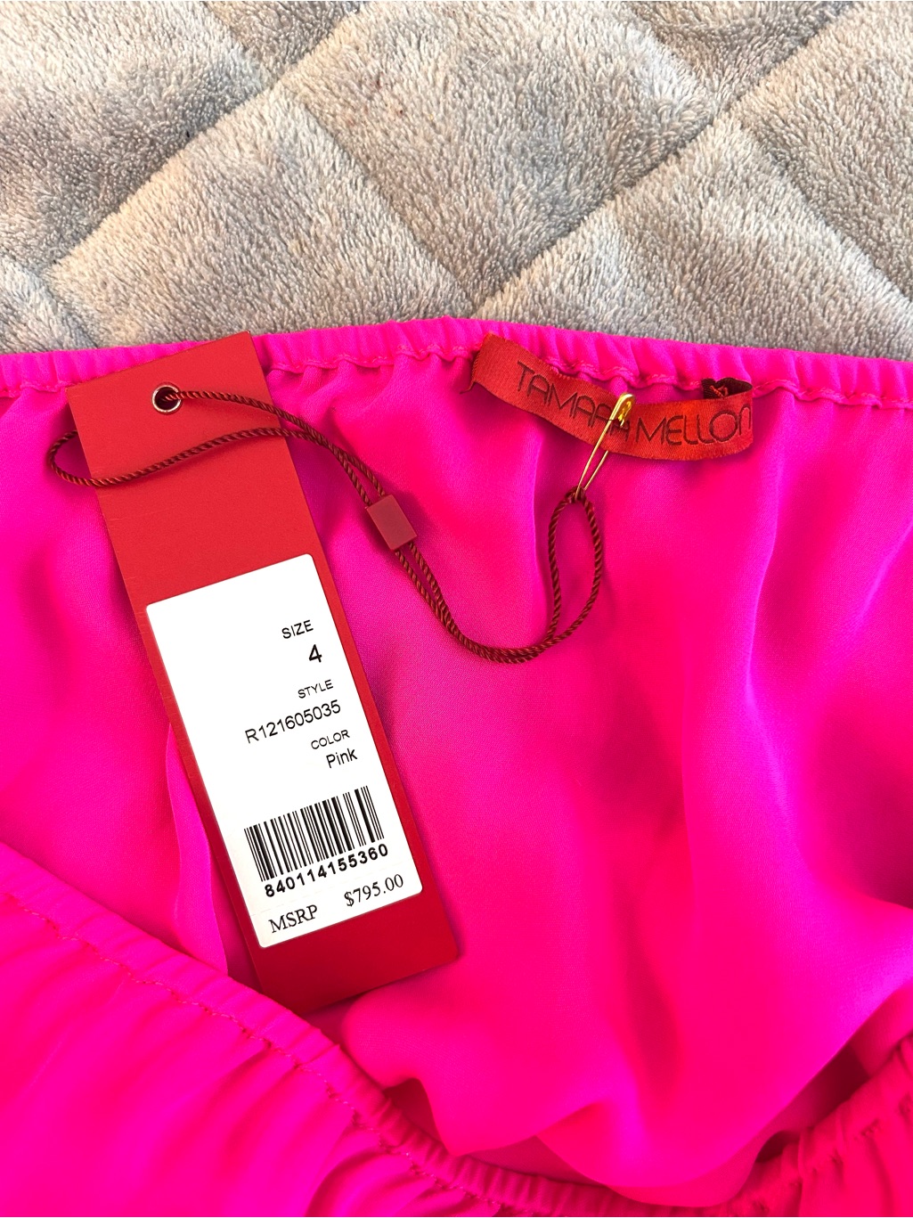 Tamara Mellon Hot Pink Silk One Shoulder Peplum Jumpsuit Size 4 Nwt — image 5 of 8